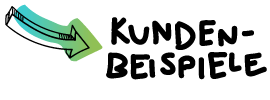 Pfeil zeigt auf die Überschrift Kundenbeispiele