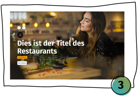  XXL Gallery+ module (Variant 3) with navigation arrows above the text