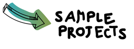 Pfeil zeigt auf die englischsprachige Überschrift Sample Projects