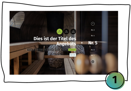 Vertikale Timeline+ Modul in Variante 1 mit großflächigem Hintergrundmotiv